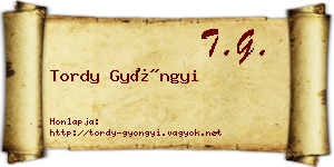 Tordy Gyöngyi névjegykártya