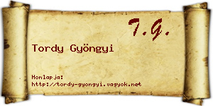 Tordy Gyöngyi névjegykártya